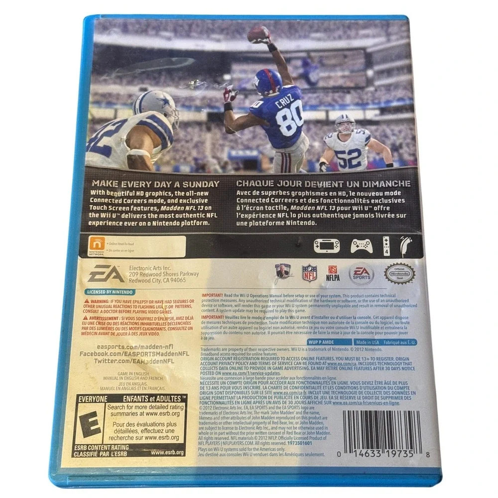 Madden NFL 13 Nintendo Wii U EA Sports Football Game Calvin Johnson